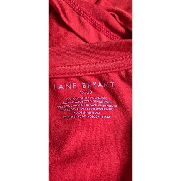 Lane Bryant 18/20 Tunic Tee Long Sleeve Red Curved Hem V-Neck Super Soft - Picture 5 of 5